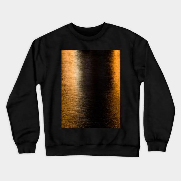 Abstract lights sea shiny bronze black reflection Photo of glistening shiny water Crewneck Sweatshirt by PLdesign